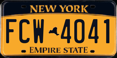 NY license plate FCW4041