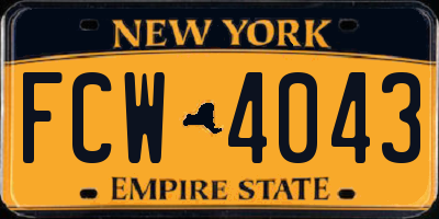NY license plate FCW4043