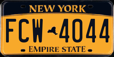 NY license plate FCW4044