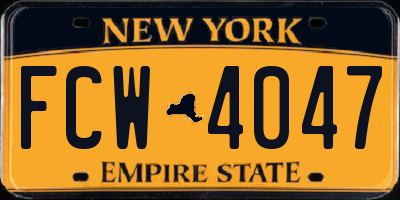 NY license plate FCW4047