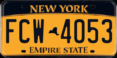 NY license plate FCW4053