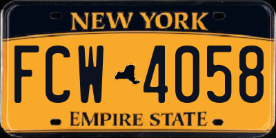 NY license plate FCW4058