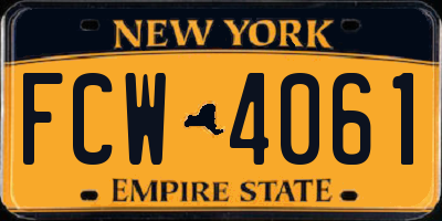 NY license plate FCW4061