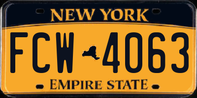 NY license plate FCW4063