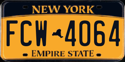NY license plate FCW4064