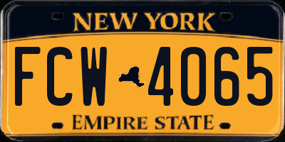 NY license plate FCW4065