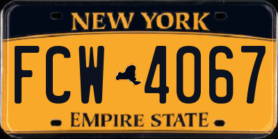 NY license plate FCW4067