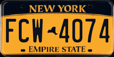 NY license plate FCW4074