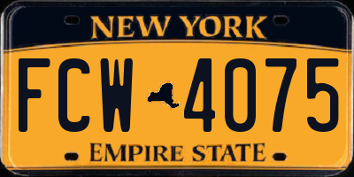 NY license plate FCW4075
