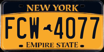 NY license plate FCW4077