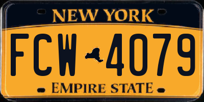 NY license plate FCW4079