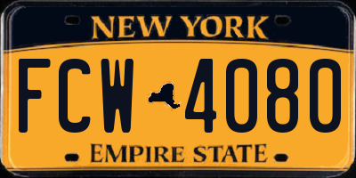 NY license plate FCW4080