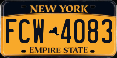 NY license plate FCW4083