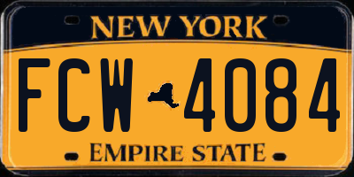 NY license plate FCW4084