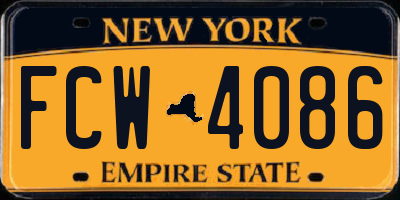 NY license plate FCW4086
