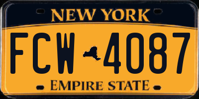 NY license plate FCW4087