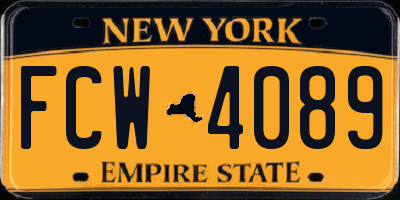 NY license plate FCW4089