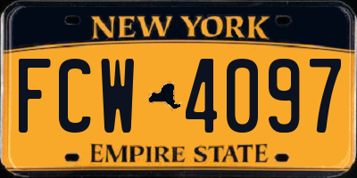 NY license plate FCW4097