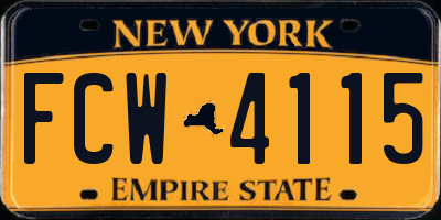 NY license plate FCW4115