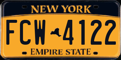 NY license plate FCW4122