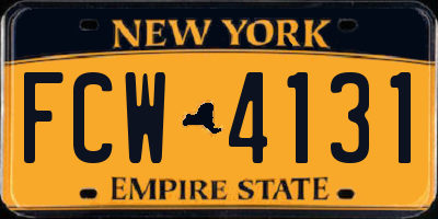 NY license plate FCW4131
