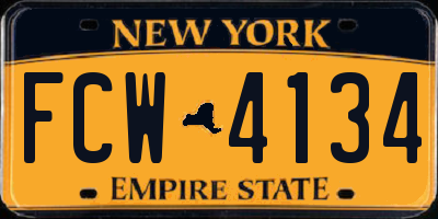 NY license plate FCW4134