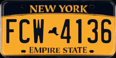 NY license plate FCW4136