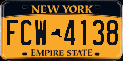 NY license plate FCW4138
