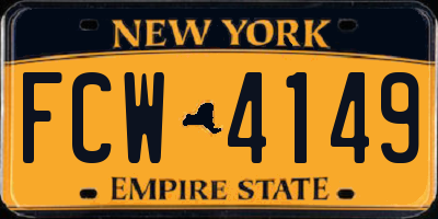 NY license plate FCW4149
