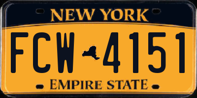 NY license plate FCW4151
