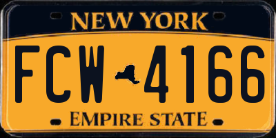 NY license plate FCW4166