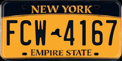 NY license plate FCW4167
