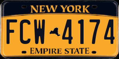 NY license plate FCW4174