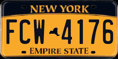 NY license plate FCW4176
