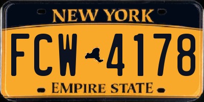 NY license plate FCW4178