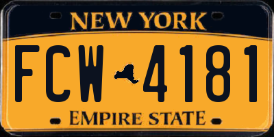 NY license plate FCW4181
