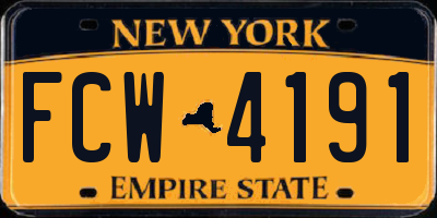 NY license plate FCW4191
