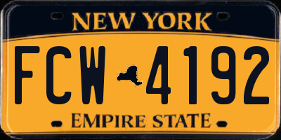 NY license plate FCW4192