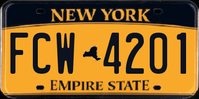 NY license plate FCW4201