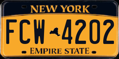 NY license plate FCW4202