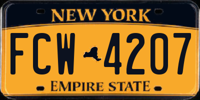 NY license plate FCW4207