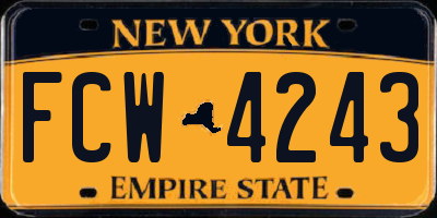 NY license plate FCW4243