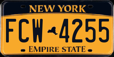 NY license plate FCW4255