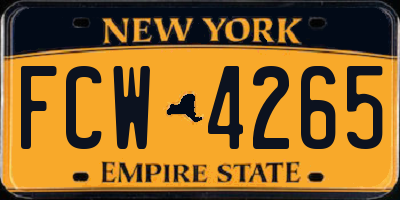 NY license plate FCW4265