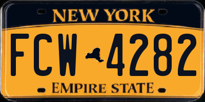 NY license plate FCW4282