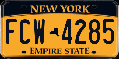 NY license plate FCW4285