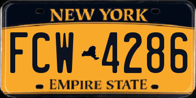 NY license plate FCW4286