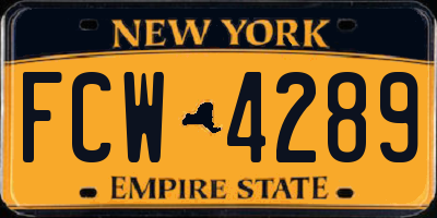 NY license plate FCW4289