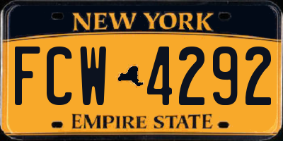 NY license plate FCW4292