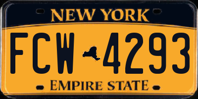 NY license plate FCW4293